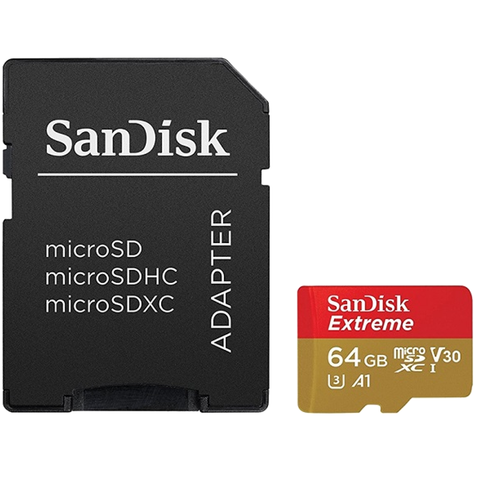 Карта памяти SanDisk Extreme microSDXC 64GbUHS-I XAF U3 V30 + SD Adapter 