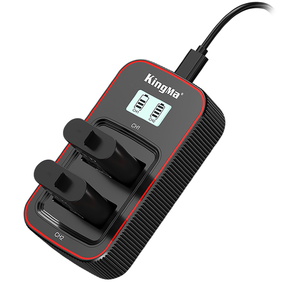 2 аккумулятора GoPro 13 + зарядное устройство KingMa Dual Battery Charger 
