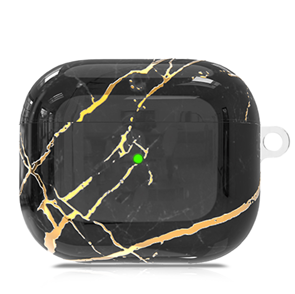 Чехол PQY Marble для Apple AirPods 3 Чёрный 