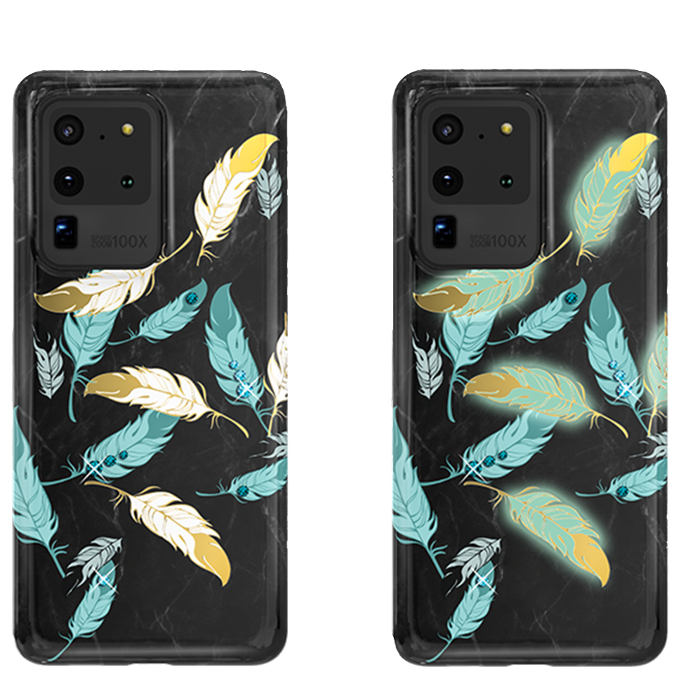 Чехол PQY Spring для Galaxy S20 Ultra Gold Feather 