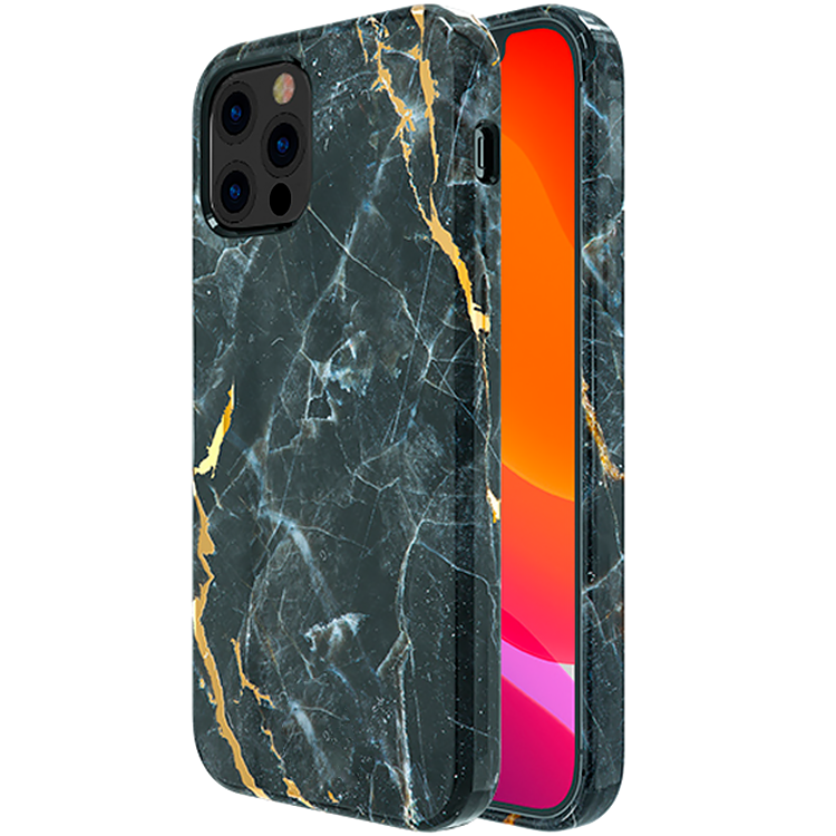 Чехол PQY Marble для iPhone 12 Pro Max Чёрный 