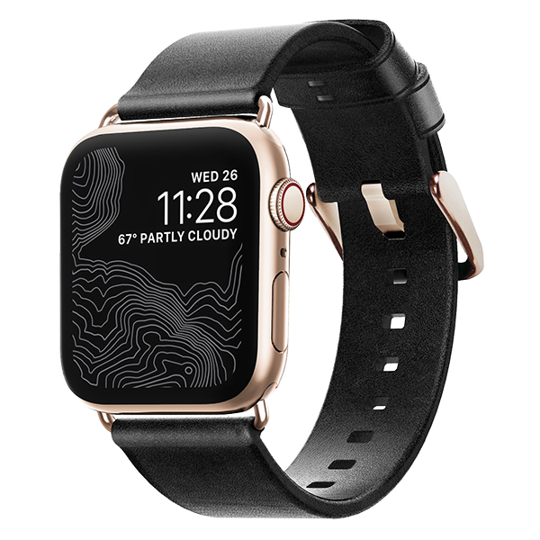 Ремешок Nomad Modern Slim для Apple Watch 38/40 мм Чёрный с золотой фурнитурой 