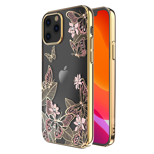Чехол PQY Butterfly для iPhone 12 Pro Max Розовый/Золотой 