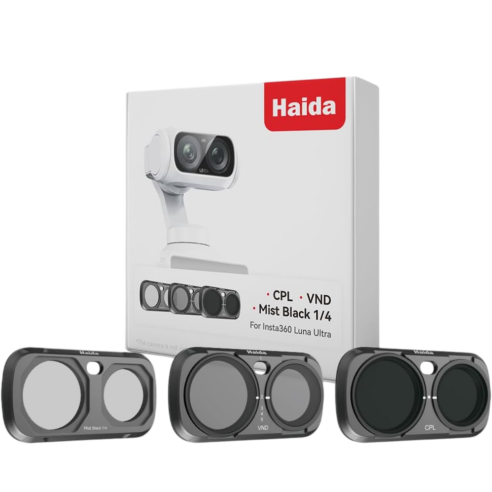 Комплект светофильтров Haida NanoPro Magnetic CPL, VND, Mist Black 1/4 для Insta360 Luna Ultra (3шт) Чёрный 