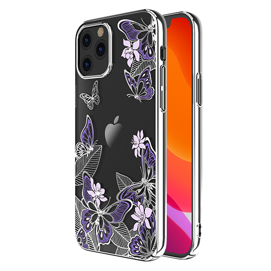 Чехол PQY Butterfly для iPhone 12 Pro Max Фиолетовый/Серебро 