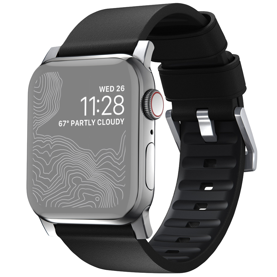 Ремешок Nomad Active Strap Pro для Apple Watch 42/44мм Чёрный с серебряной фурнитурой 