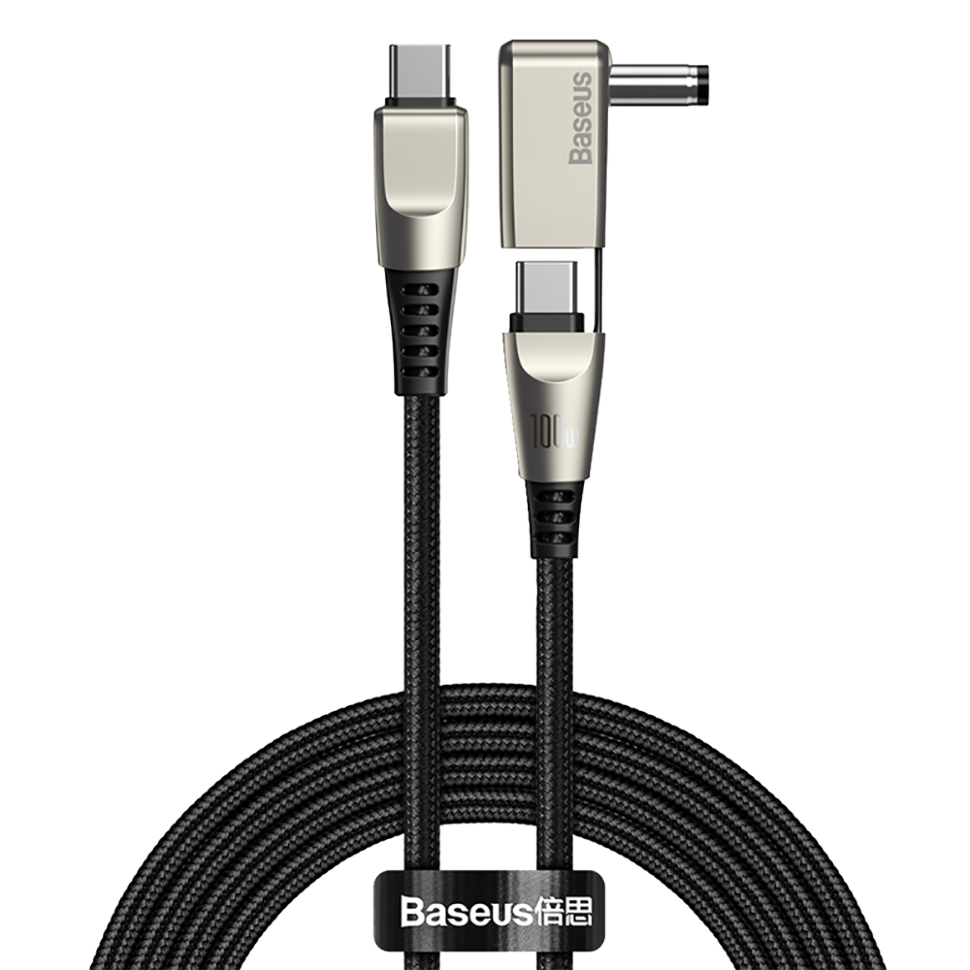 Кабель Baseus Flash One-for-two Type-C - Type-C+ Round DC 100W 2м Черный 