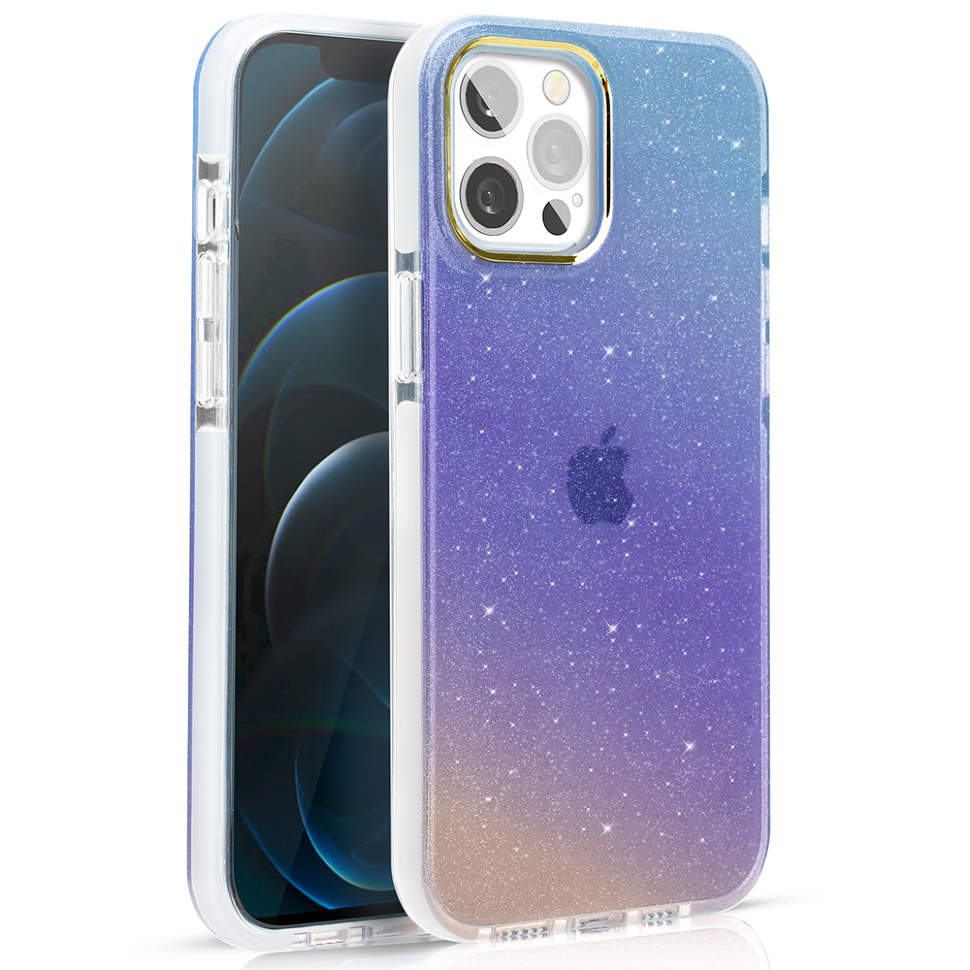 Чехол PQY Ombre для iPhone 12/12 Pro Синий и Фиолетовый 