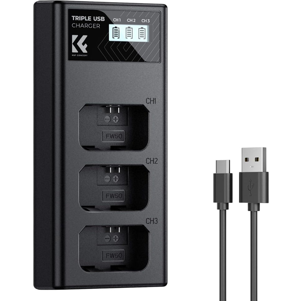 Зарядное устройство K&amp;F Concept Triple Slot для NP-FW50 