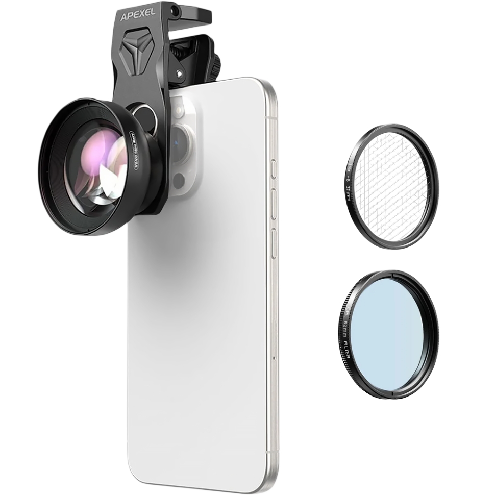 Объектив Apexel 100mm Ultra Macro + CPL, Star 6 для смартфона 