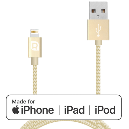 Кабель REQUIRED Braided MFI Lightning to USB Шампань 