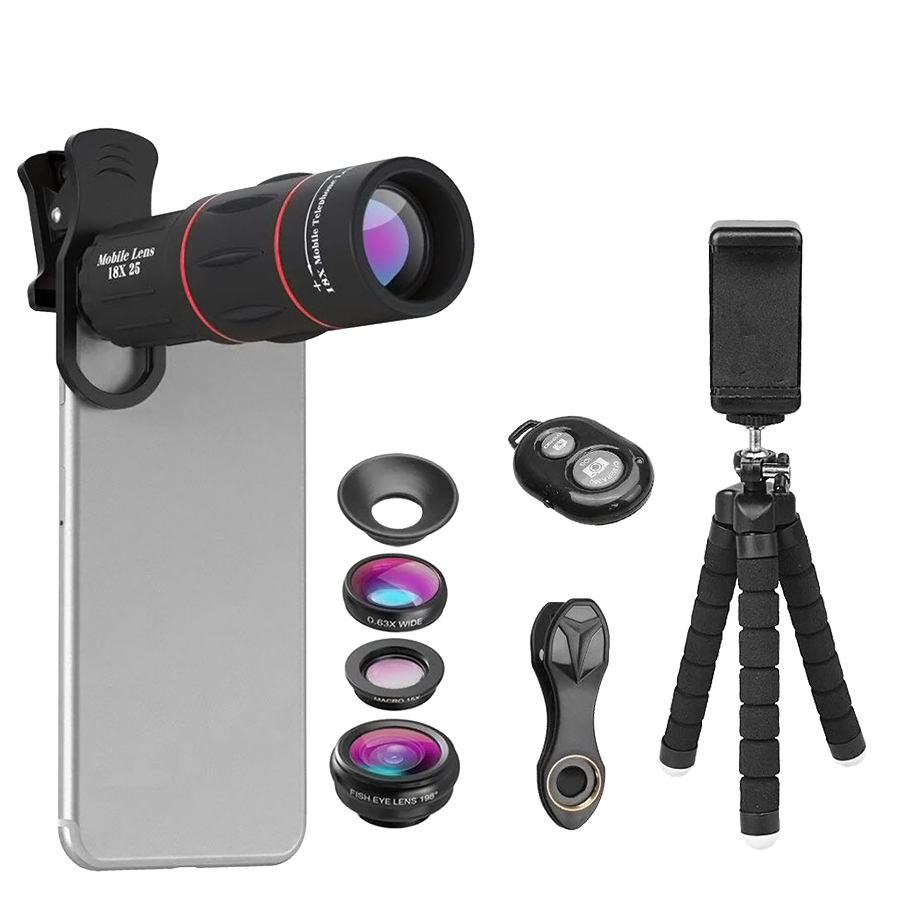 Комплект объективов Apexel 18x Telephoto 5-in-1 Kit для смартфона (Уцененный кат.Б) 