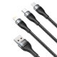 Кабель Baseus Flash One-for-three micro USB+Lightning+Type-C 5A 1.2м Черно-Серый - Изображение 153306