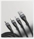 Кабель Baseus Flash One-for-three micro USB+Lightning+Type-C 5A 1.2м Черно-Серый - Изображение 153309