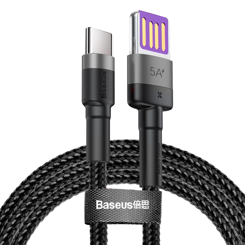 Кабель Baseus Cafule HW Type-C 40Вт 1м Чёрно-серый 