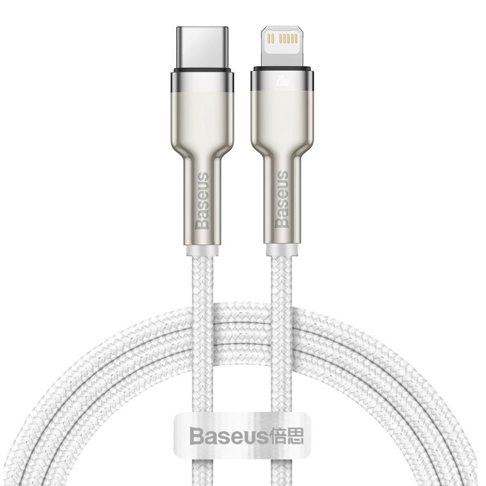 Кабель Baseus Cafule Metal Type-C - Lightning PD 20W 1м Белый 