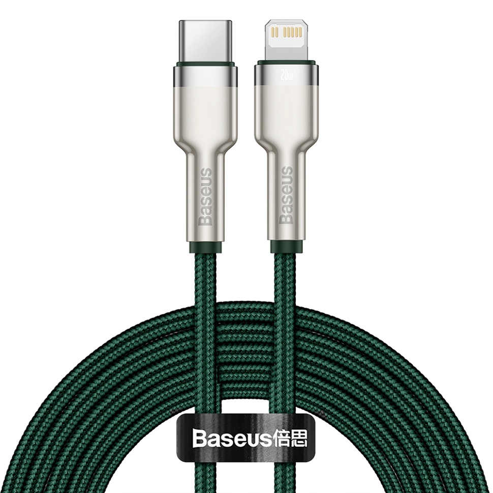 Кабель Baseus Cafule Metal Type-C - Lightning PD 20W 2м Зелёный 