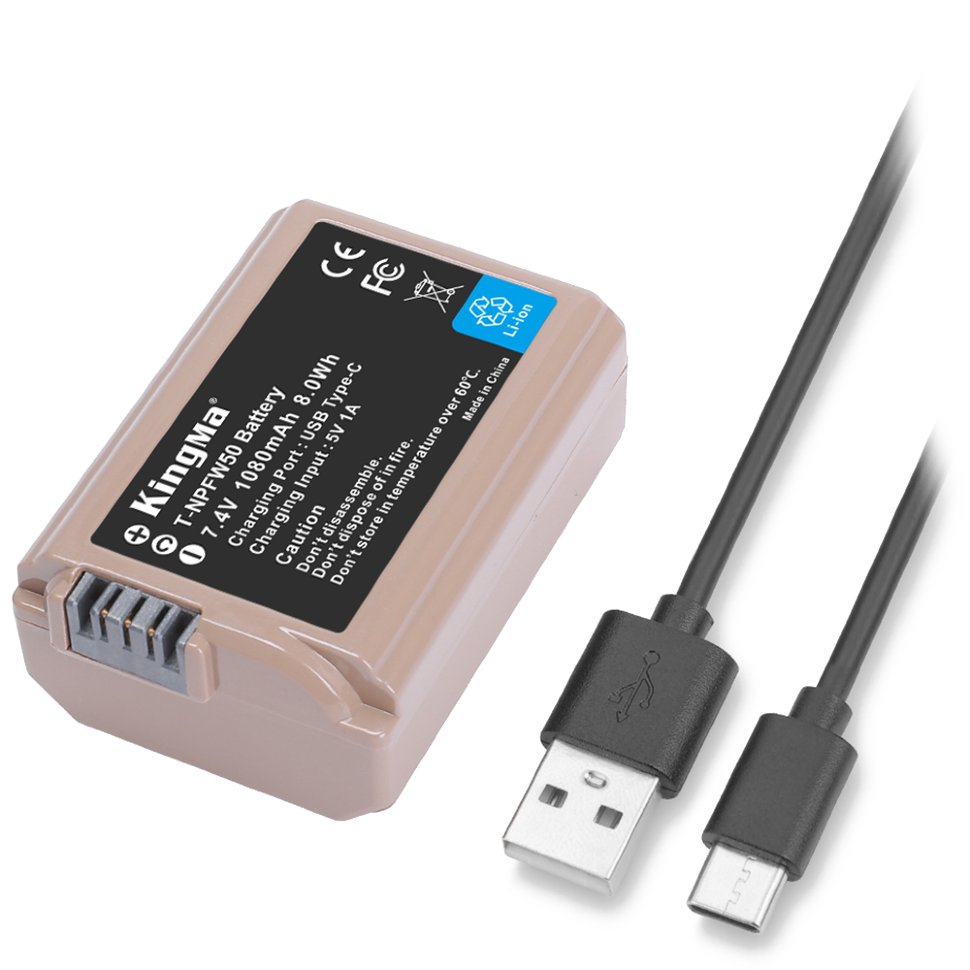 Аккумулятор KingMa NP-FW50 Type-C 1080mAh 