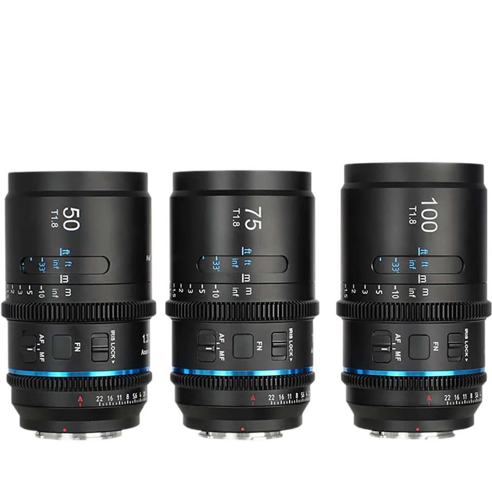 Комплект объективов Sirui Astra 50/75/100mm T1.8 FF AF Anamorphic 1.33x E-mount (Blue flare) preOrder=22.09.2026