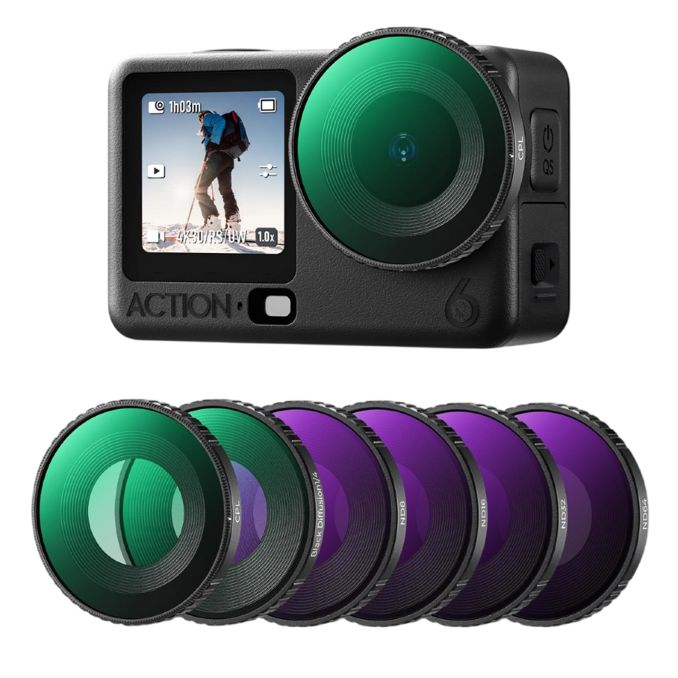Комплект светофильтров K&F Concept Screw-in CPL + ND + Black Mist 1/4 для DJI Osmo Action 6 (6шт)